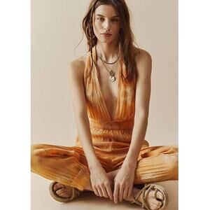 New Free People Nicholas K Marlowe Jumpsuit $618 BLUSH/MELON Small